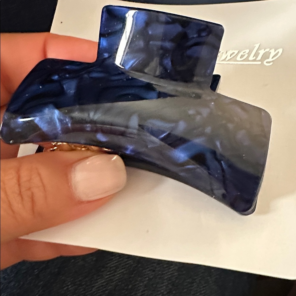 Blue and Gold marbalized Hair Clip from France 🇫🇷